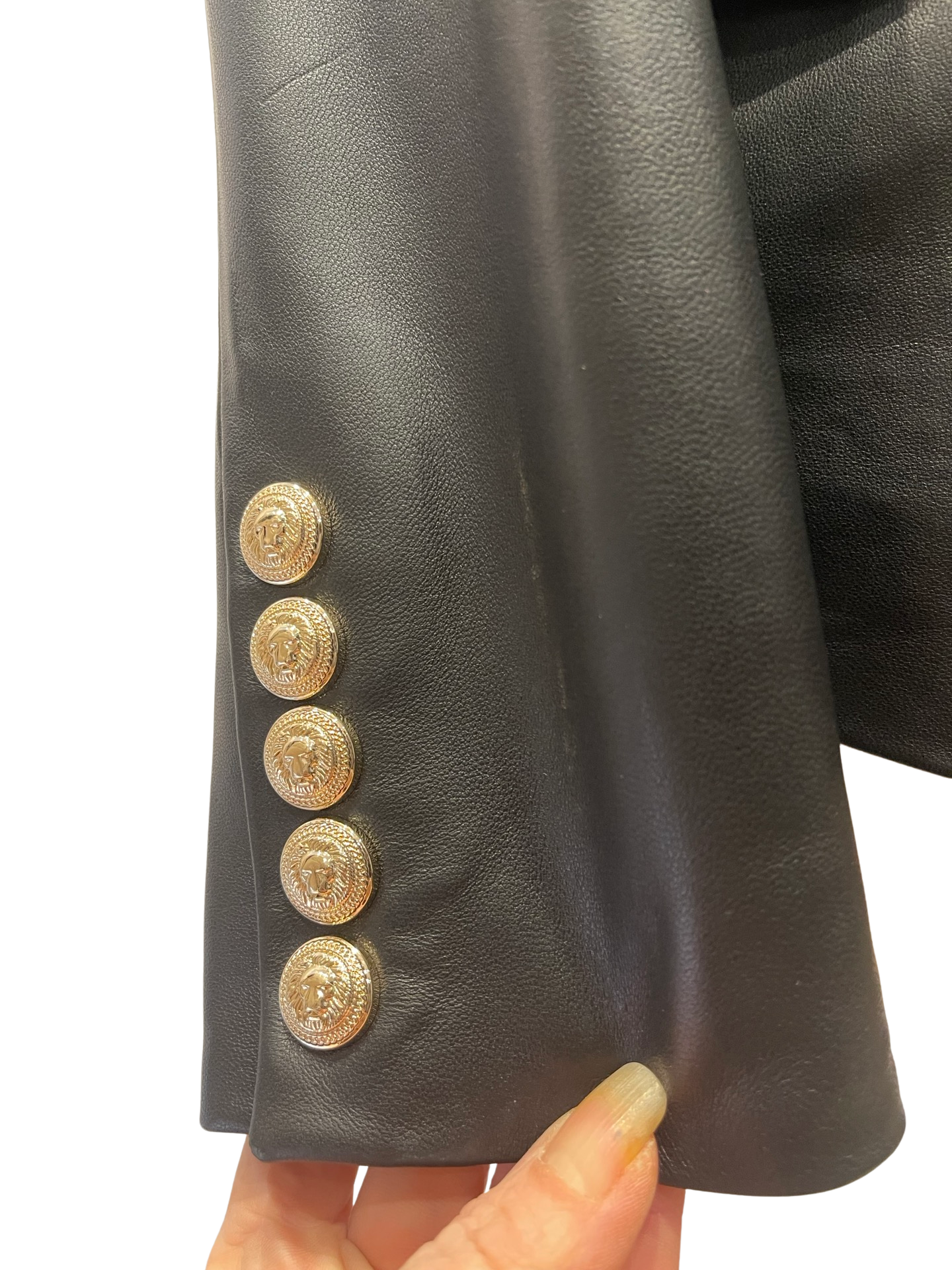 Black Leather Blazer Gold Hardware