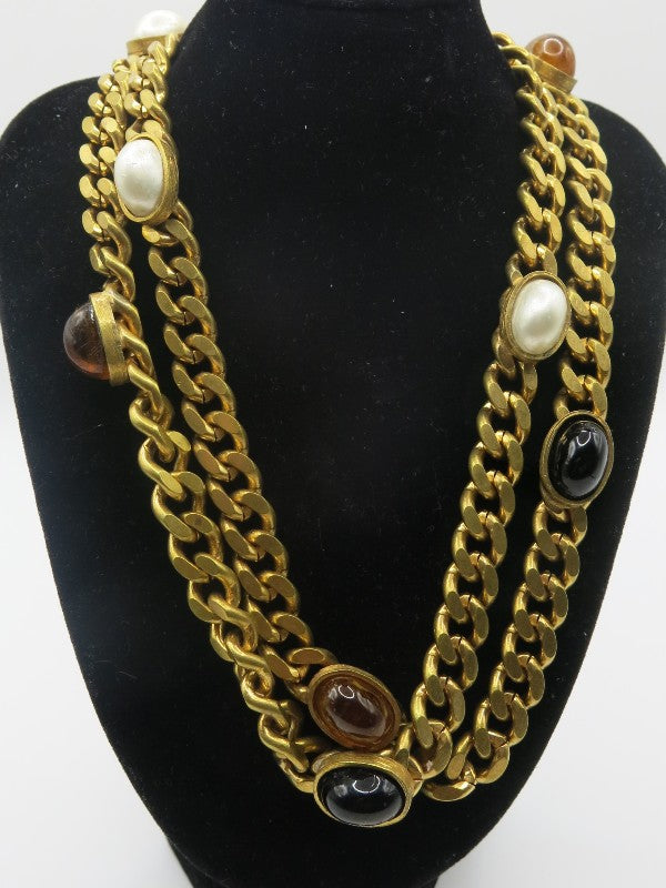 Chain Cabachon Necklace 1970s