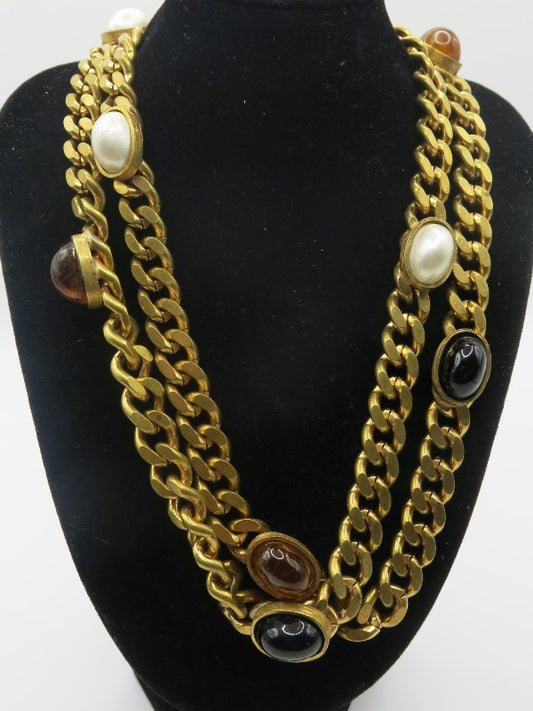 Chain Cabachon Necklace 1970s