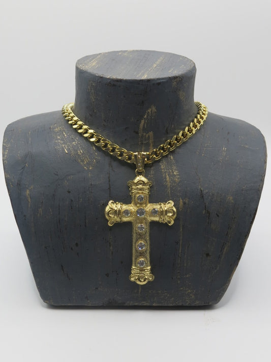 1980s Runway Couture Mogul Cross Pendant