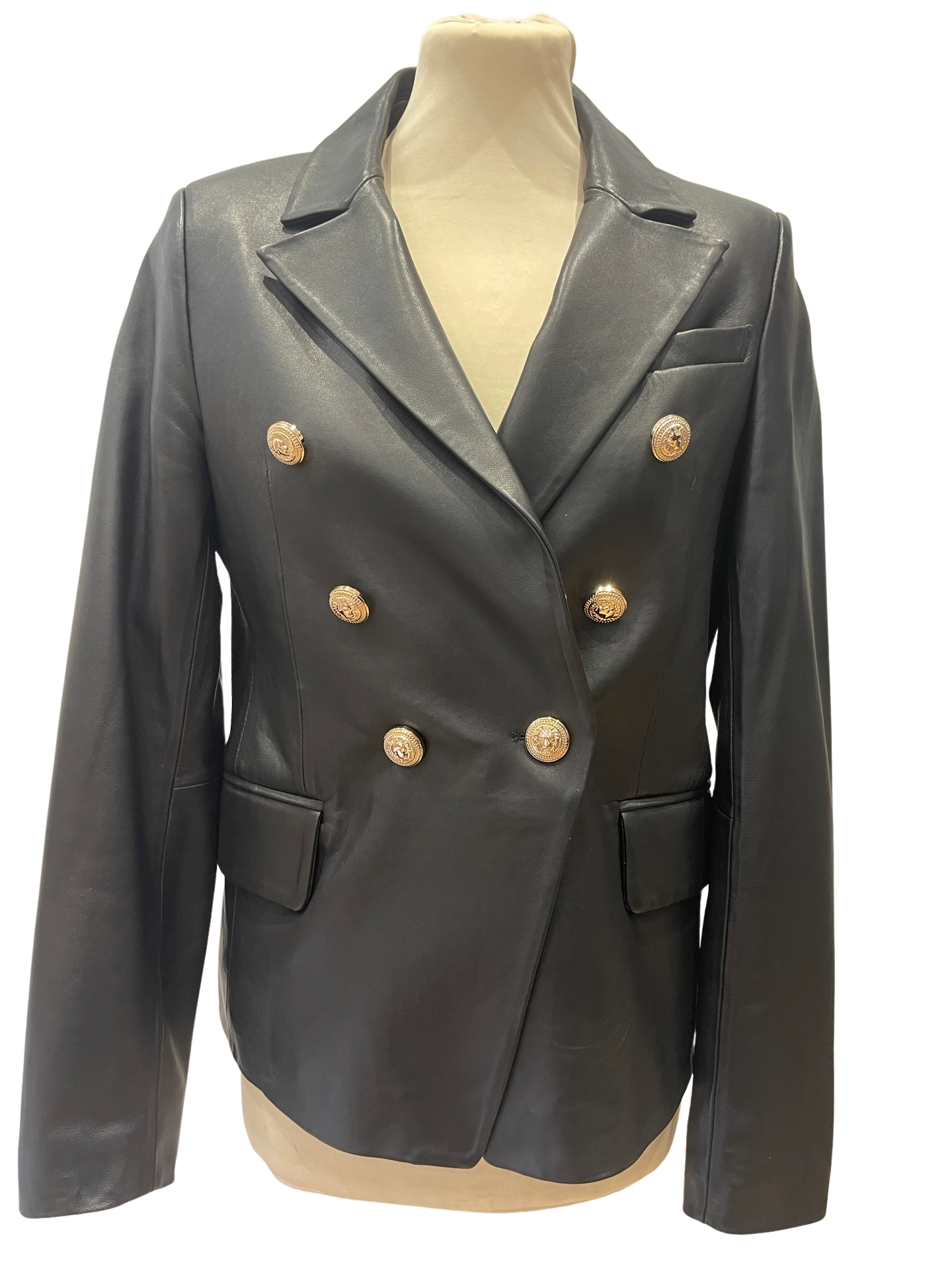 Black Leather Blazer Gold Hardware