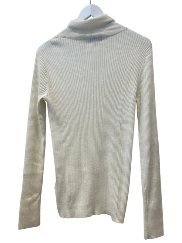 Reiss Sofia Ribbed Roll Neck Jumper Cream