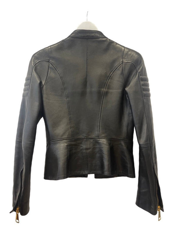 Marielle Leather Jacket Gold Hardware