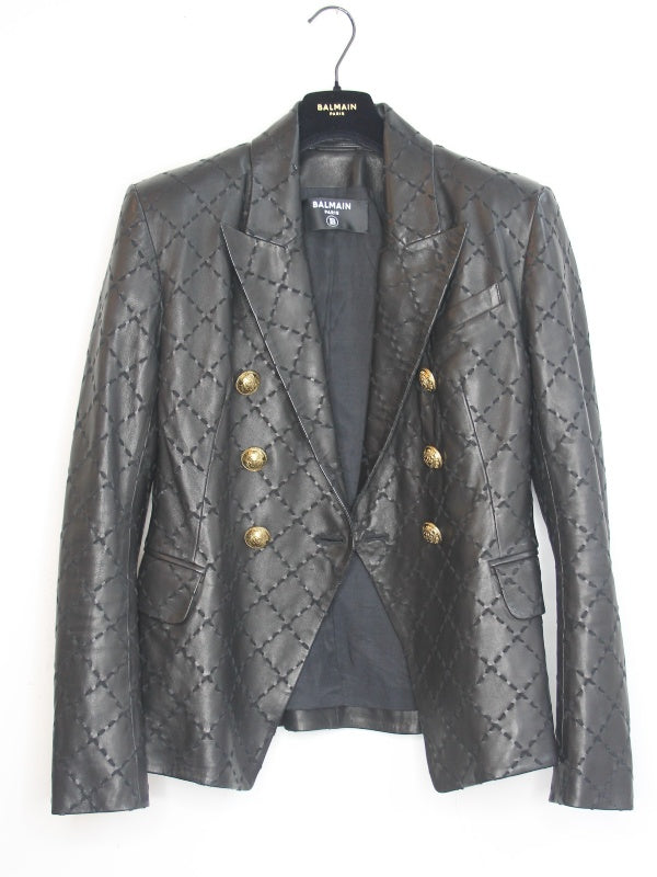 Balmain Leather Blazer Gold Hardware
