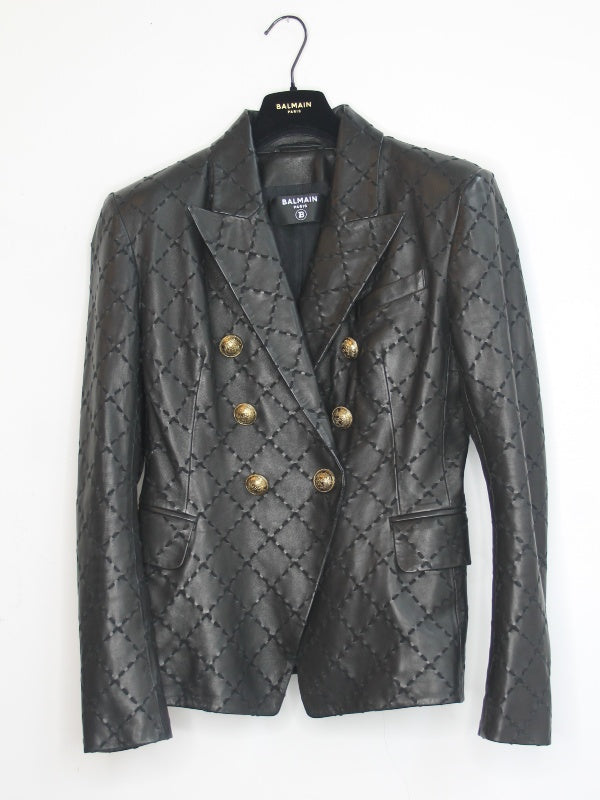 Balmain Leather Blazer Gold Hardware