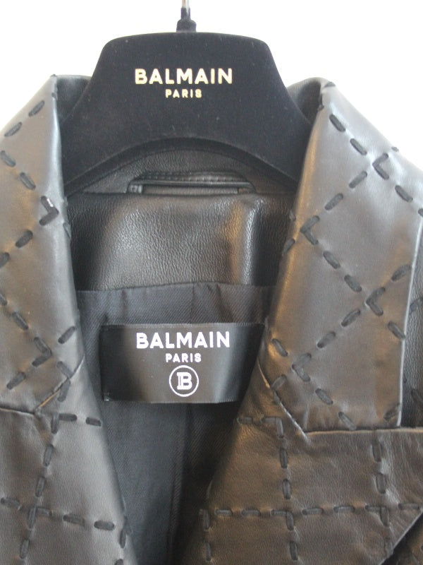 Balmain Leather Blazer Gold Hardware