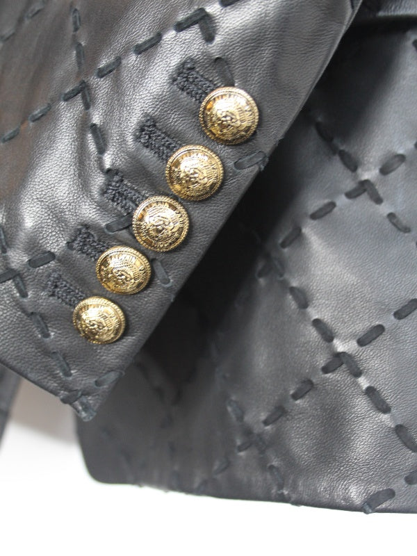 Balmain Leather Blazer Gold Hardware