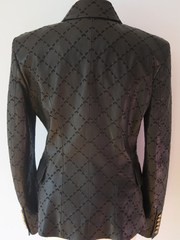 Balmain Leather Blazer Gold Hardware