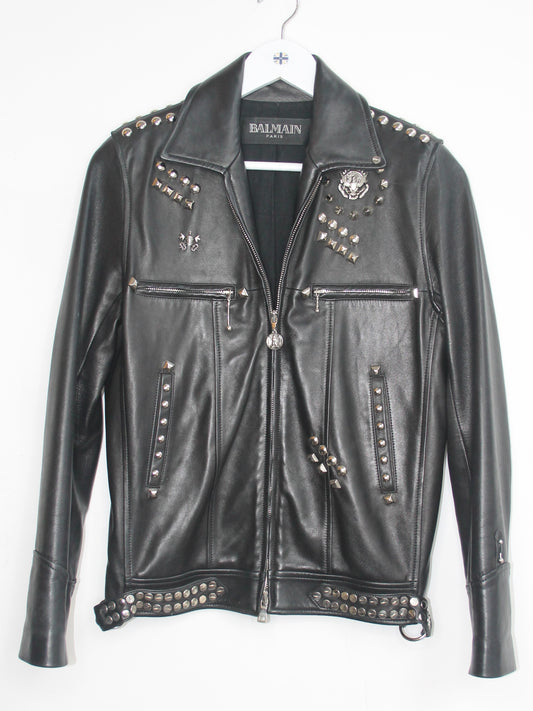 Balmain Leather Jacket Silver Hardware