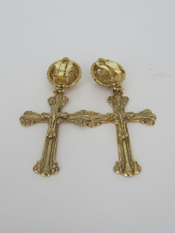 Bold Cross Clip Earrings