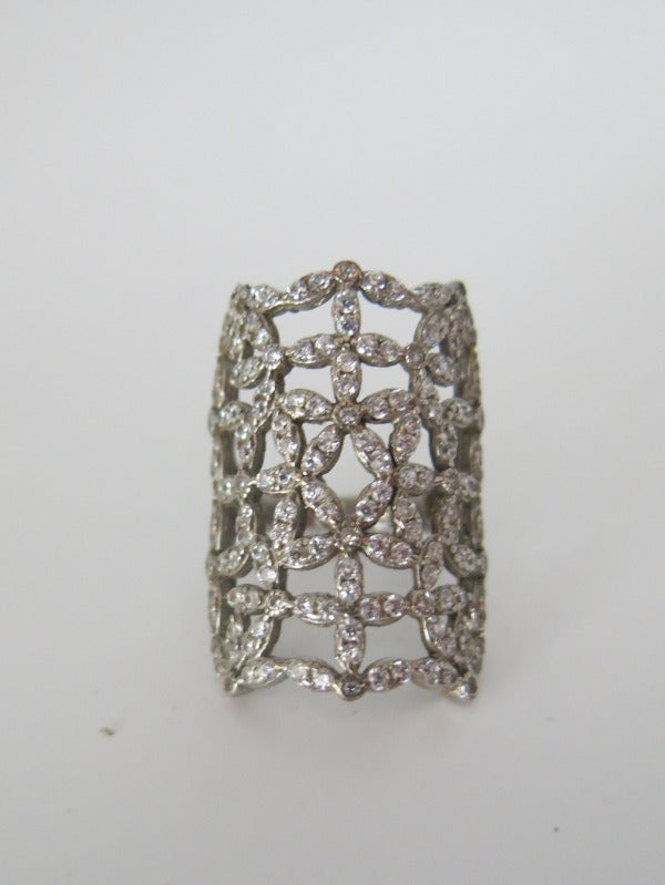 Daisy Filigree Long Finger Silver Ring