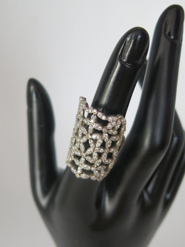 Daisy Filigree Long Finger Silver Ring