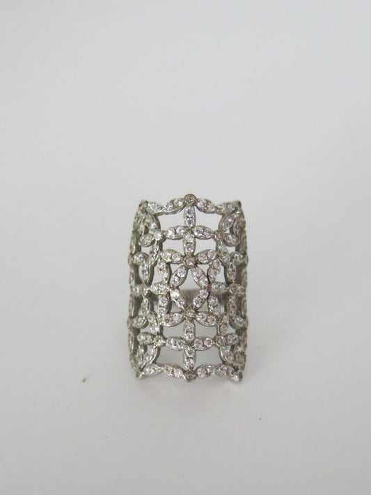Daisy Filigree Long Finger Silver Ring
