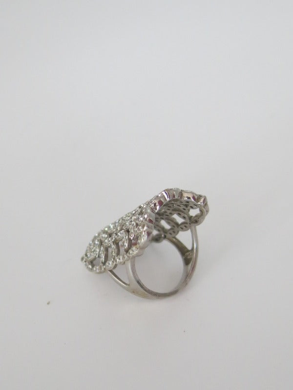 Daisy Filigree Long Finger Silver Ring