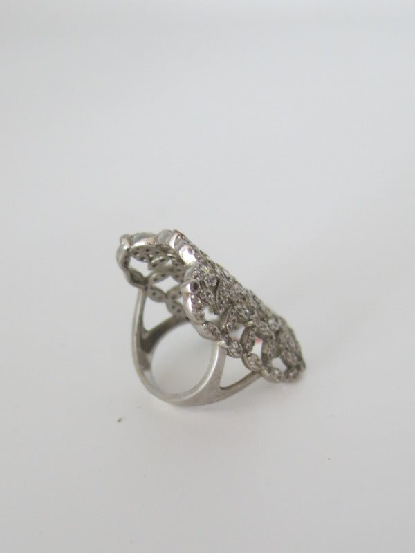 Daisy Filigree Long Finger Silver Ring
