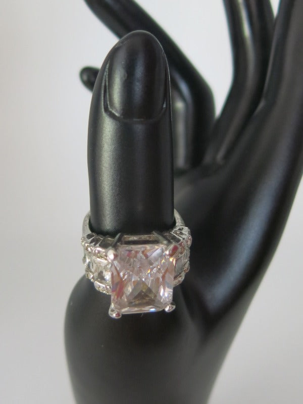 Emerald Cut Five Stone Silver Ring