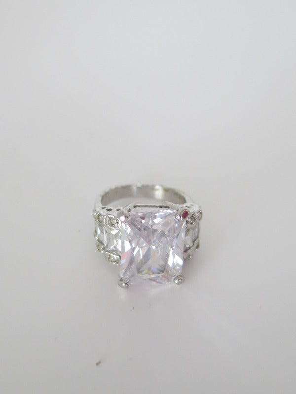 Emerald Cut Five Stone Silver Ring