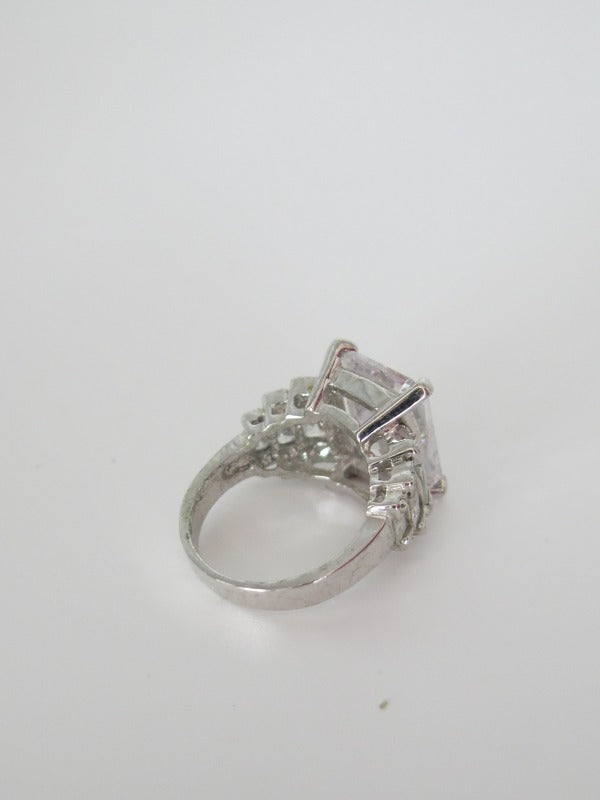 Emerald Cut Five Stone Silver Ring