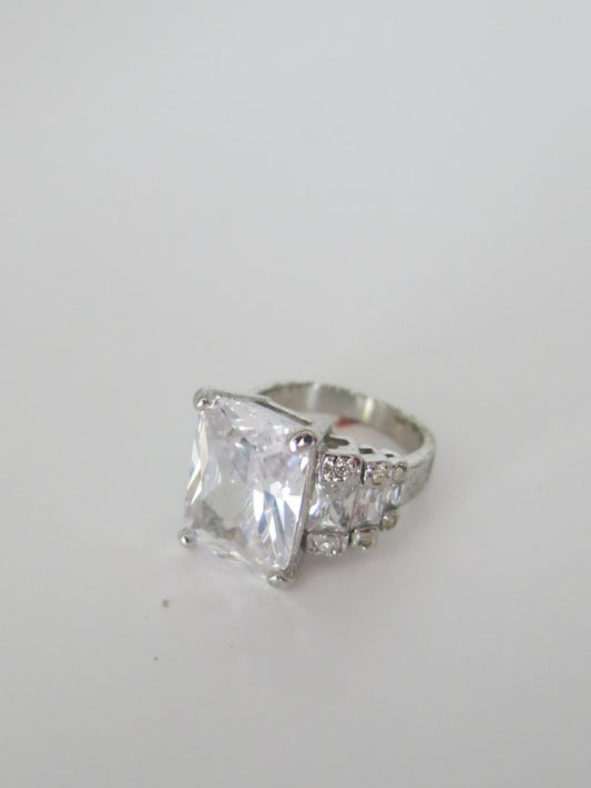 Emerald Cut Five Stone Silver Ring