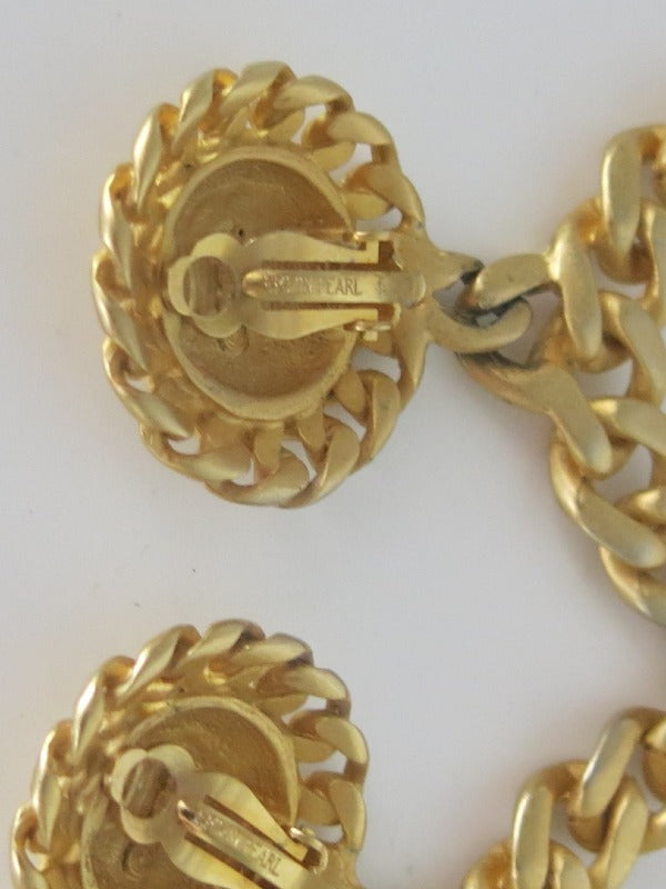 Erwin Pearl Double Circle Chain Link Earrings