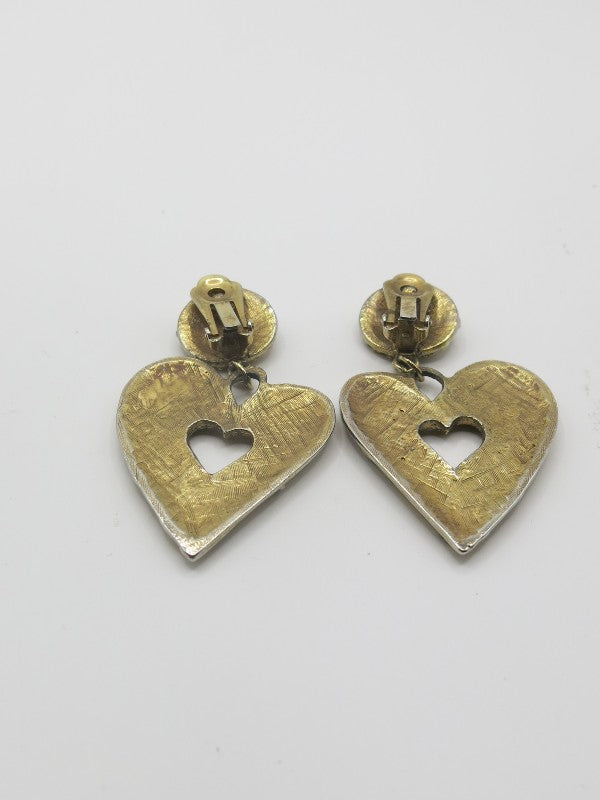 Gold Tone Heart Earrings