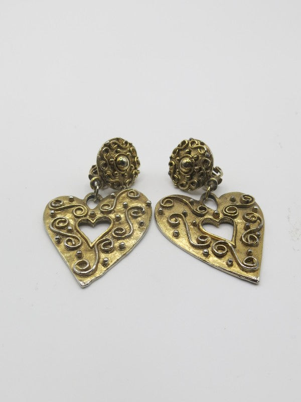 Gold Tone Heart Earrings