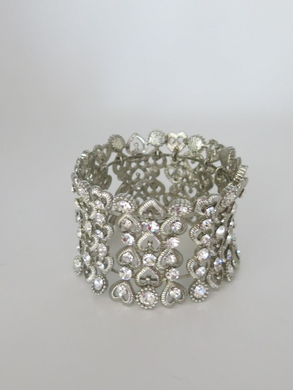 Love Heart Crown Diamante Cuff
