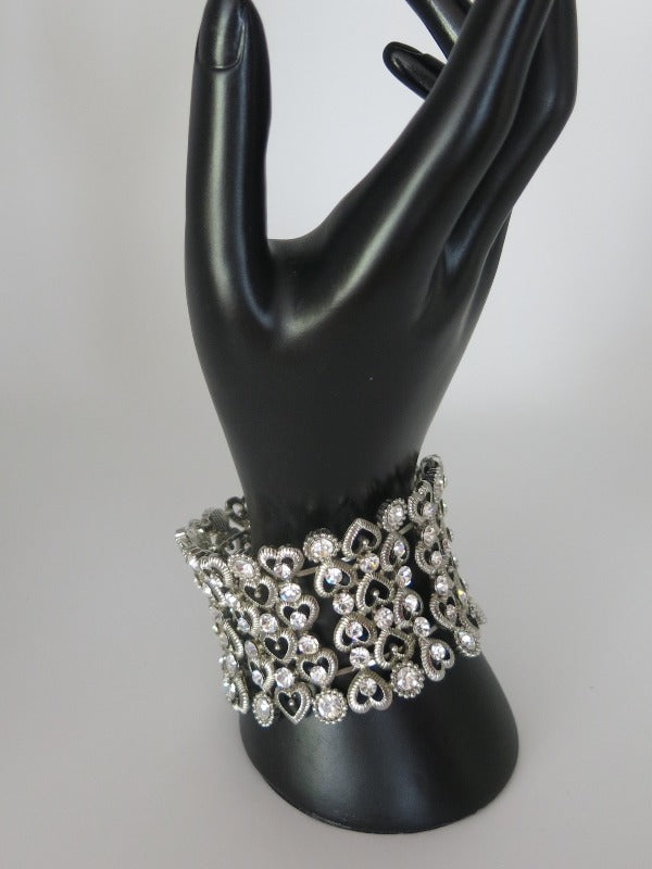 Love Heart Crown Diamante Cuff