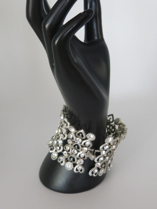 Love Heart Crown Diamante Cuff