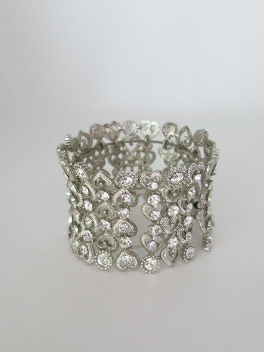 Love Heart Crown Diamante Cuff