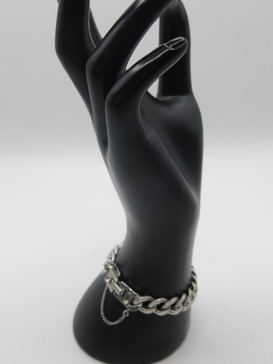 Monet Silver Link Bracelet Signed