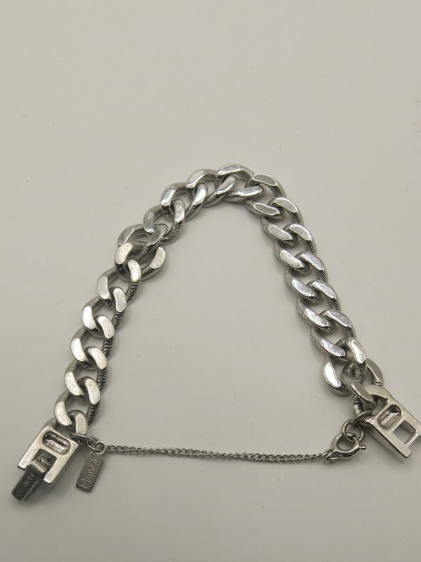 Monet Silver Link Bracelet Signed