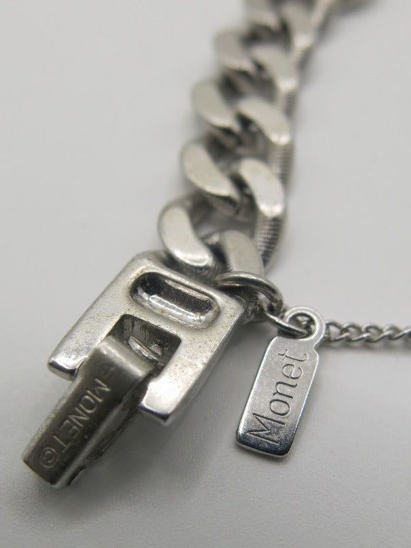 Monet Silver Link Bracelet Signed