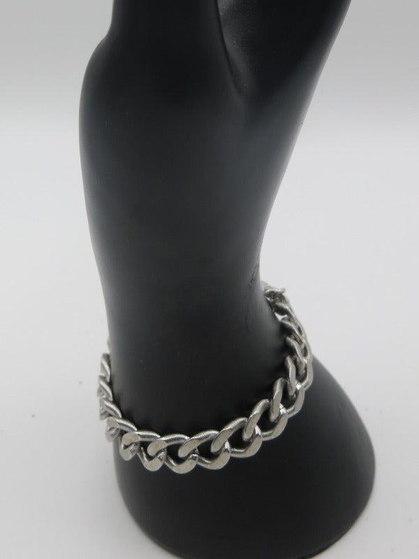 Monet Silver Link Bracelet Signed