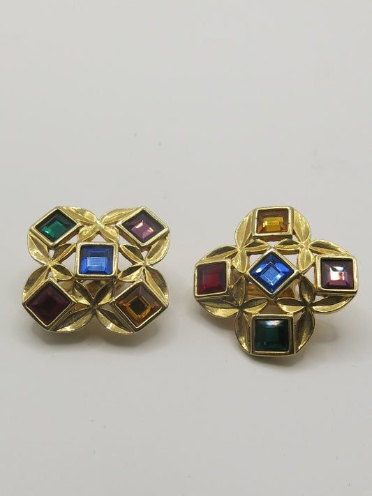 Multi Coloured Vintage Clip Earrings