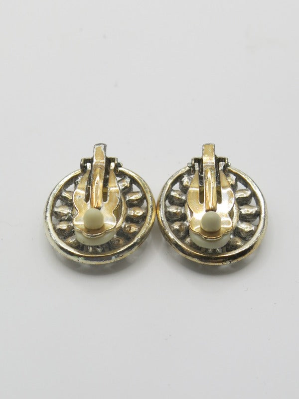 Oval Peridot and Rhinestone Earrings