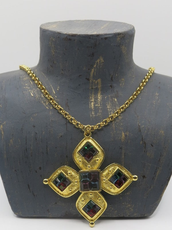 Napier Swarovski Cross Pendant Signed