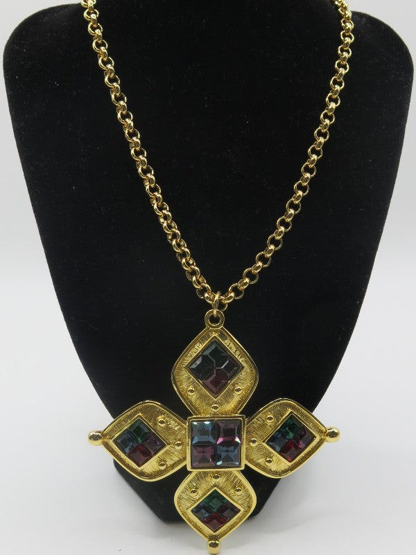 Napier Swarovski Cross Pendant Signed