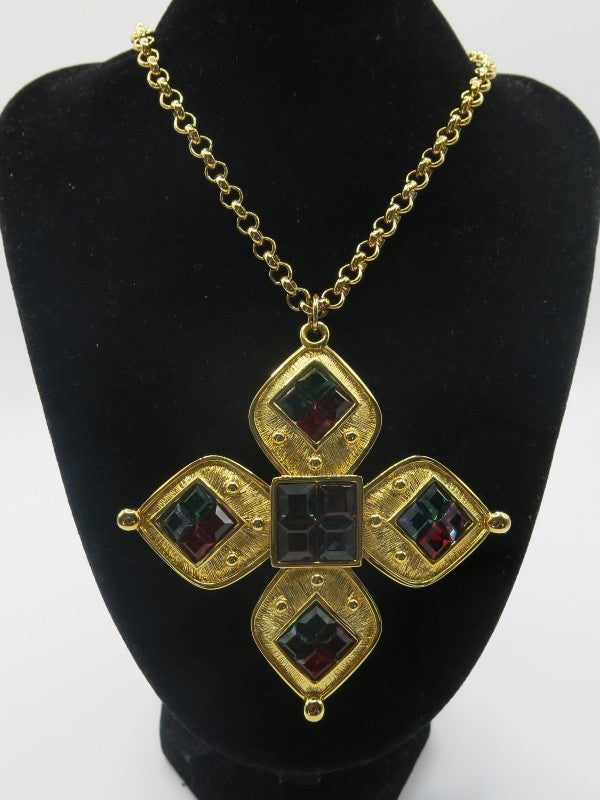 Napier Swarovski Cross Pendant Signed