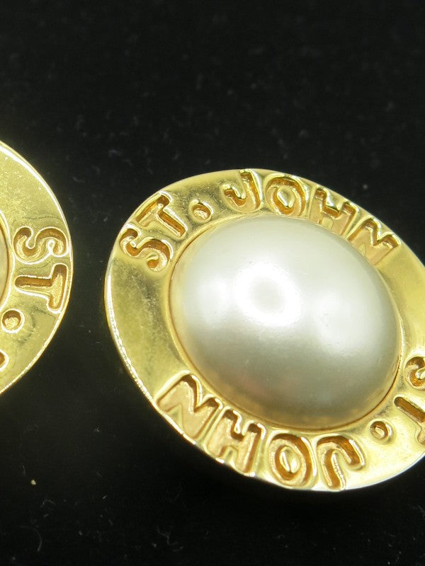 St John Clip on Pearl and Gold Earrings