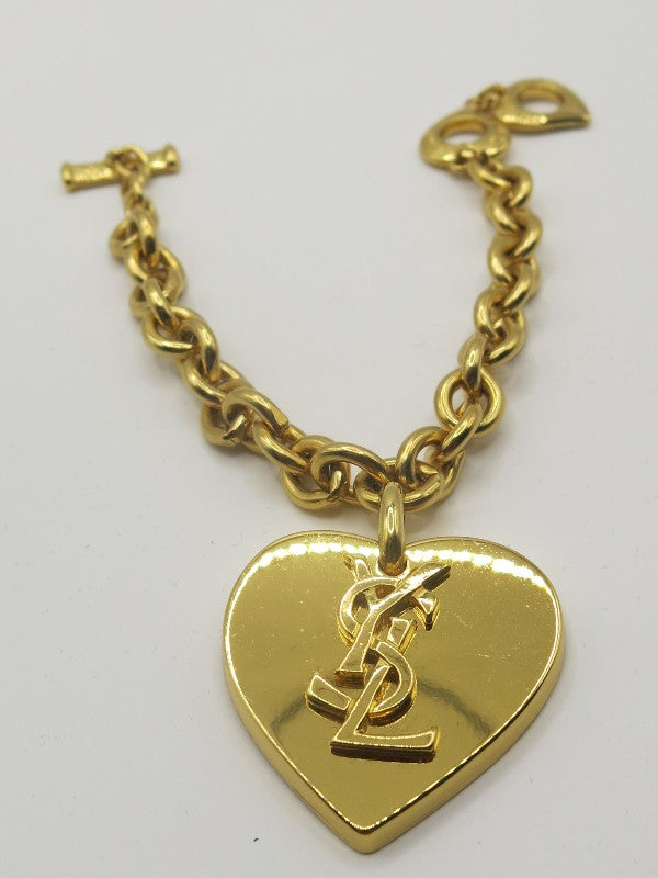YSL Gold Heart Charm Bracelet