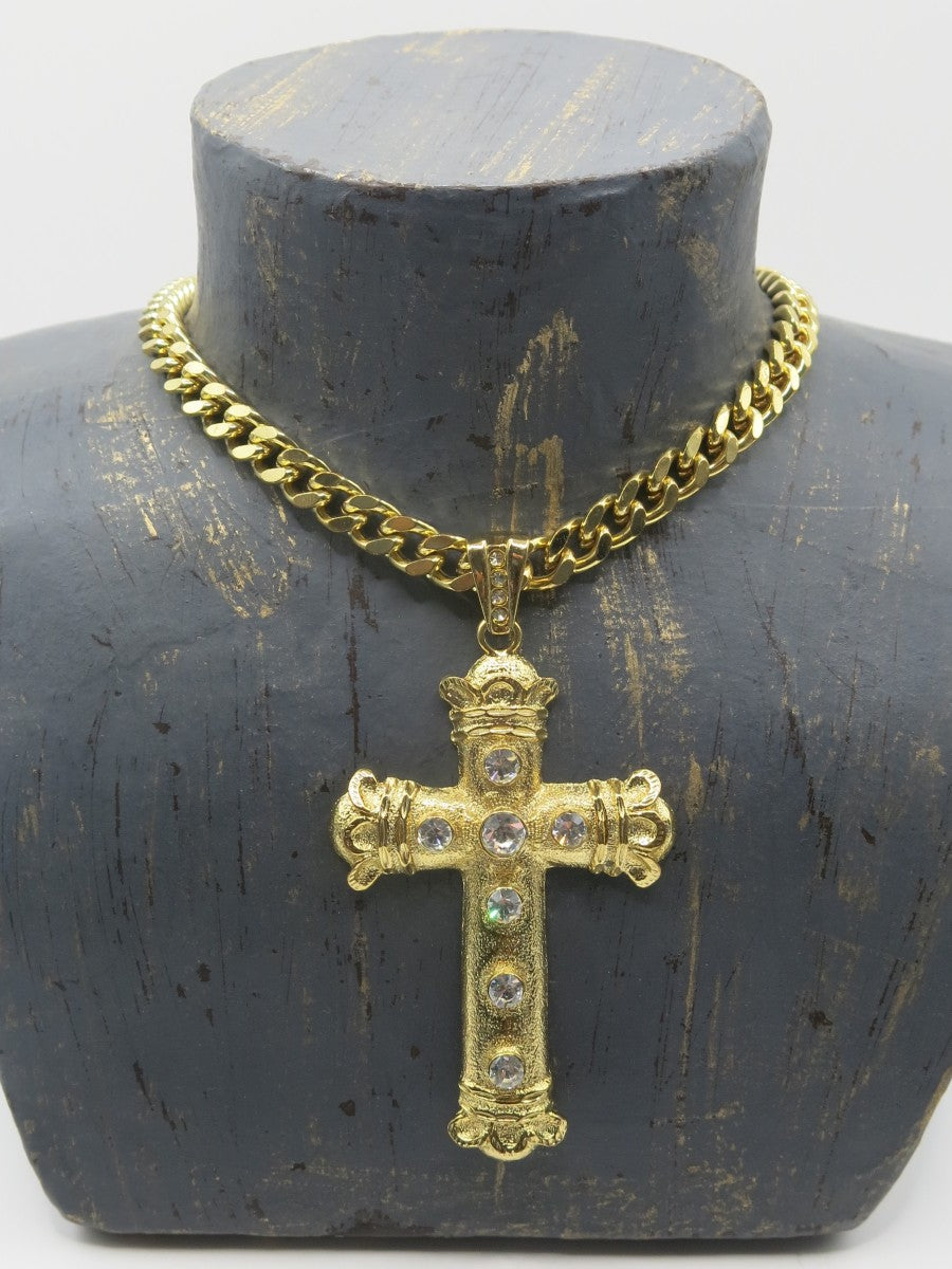 1980s Runway Couture Mogul Cross Pendant