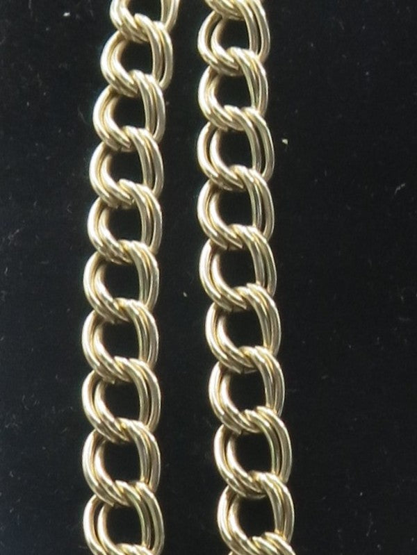 Gold Flat Curb Chain Double Link Necklace