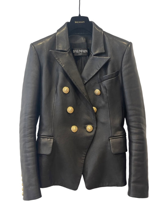 Balmain Leather Classic Blazer Gold Hardware