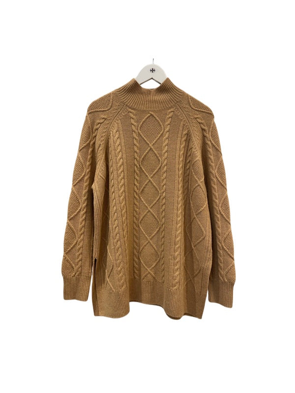 Reiss Nina Cashmere Blend Cable Sweater Camel