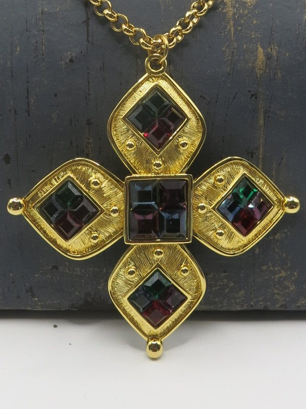 Napier Swarovski Cross Pendant Signed