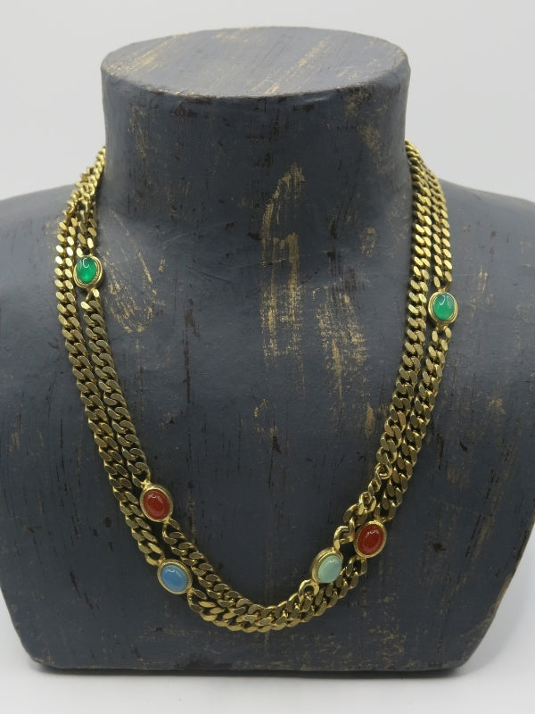 Chain Cabachon Necklace 1980s