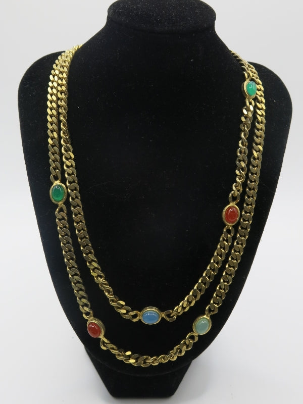 Chain Cabachon Necklace 1980s