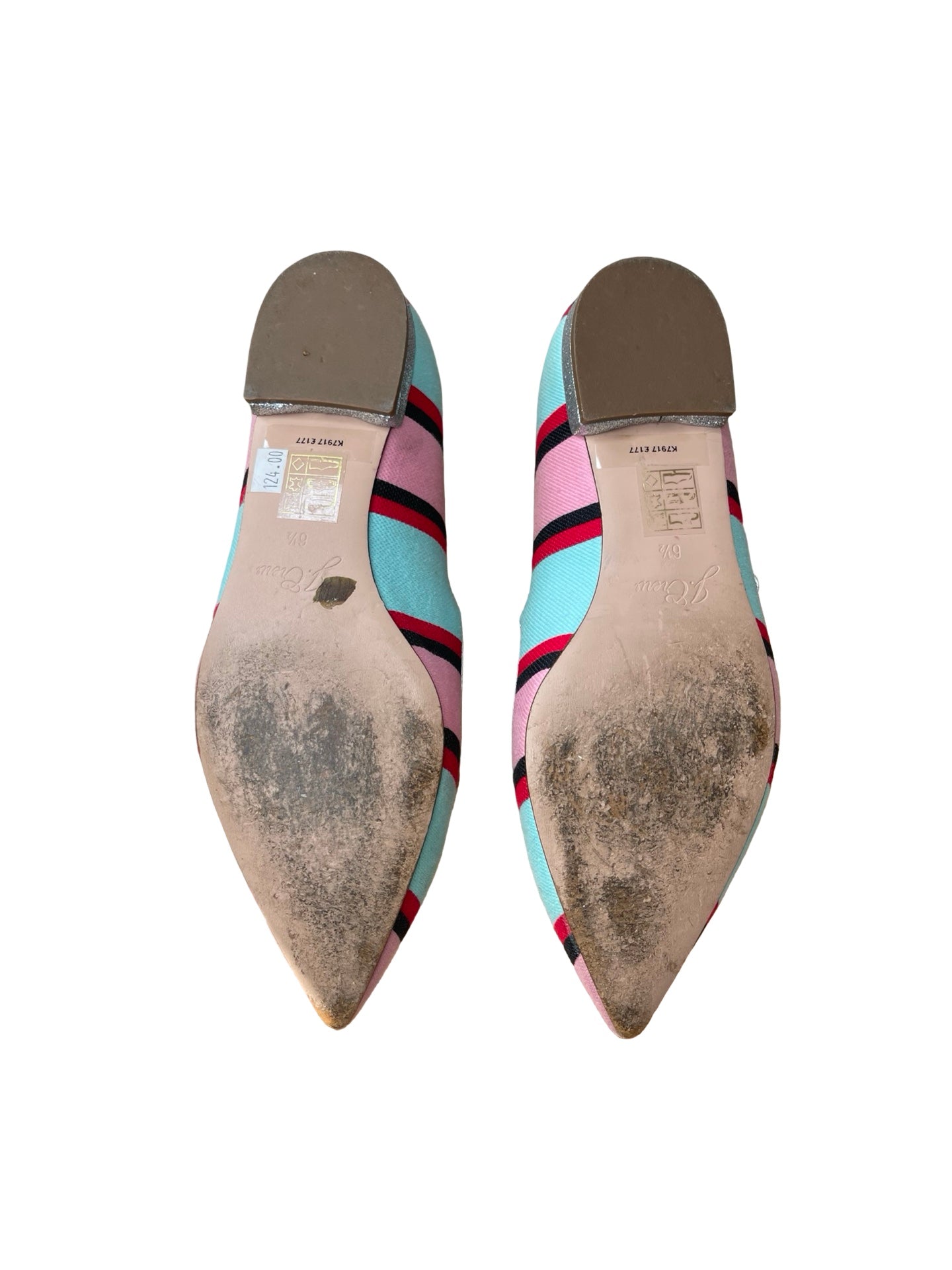 J Crew Red Turquoise Stripe Mary Jane Shoes