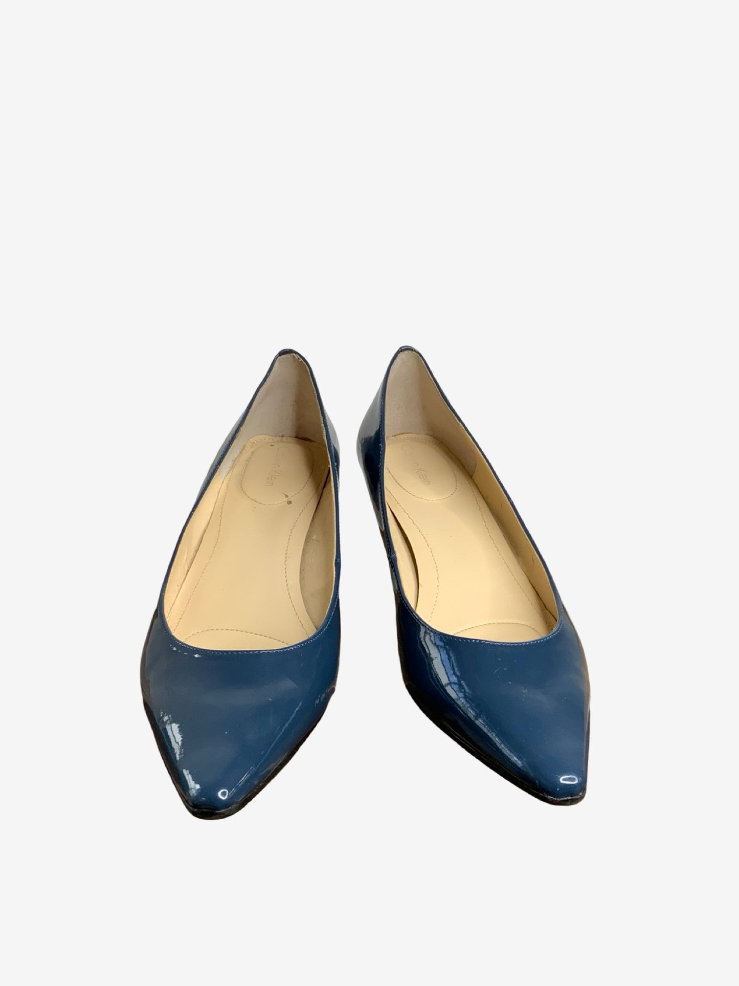 Calvin Klein Teal Patent Kitten Heels